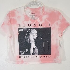 *NWT* ODD PEOPLE Blondie Pink/White Tie Dye Cropped Tee, size XS